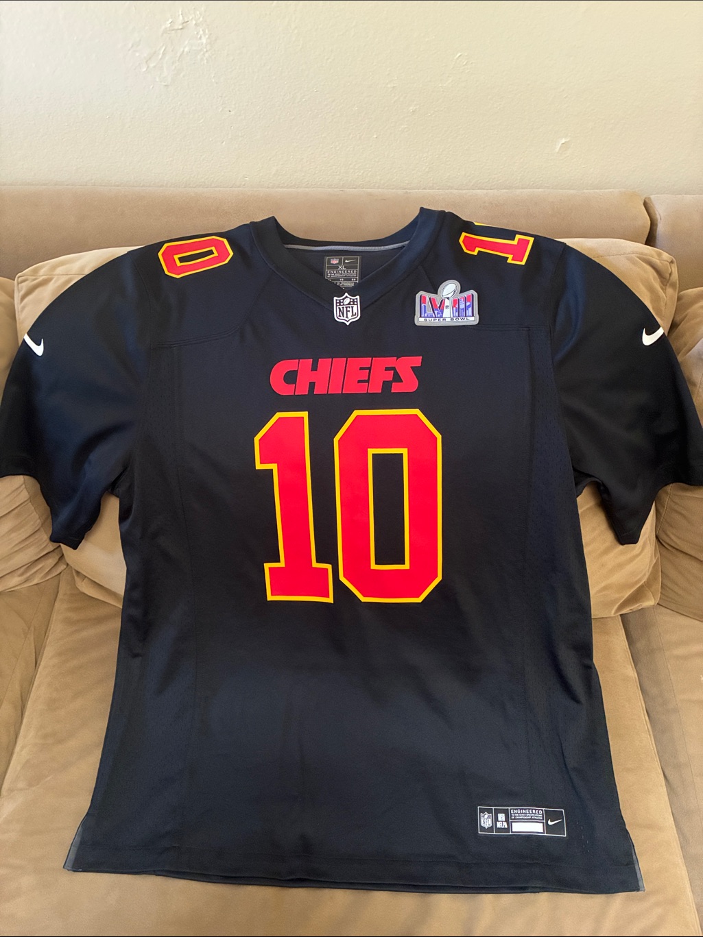 Nike Black Chiefs #10 Football Jersey With Red And Yellow Accents